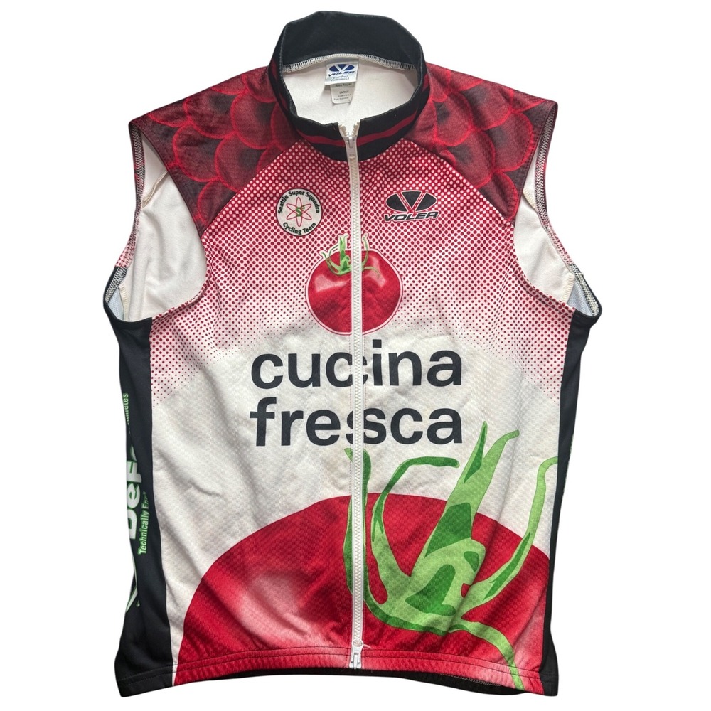 Voler Cucina Fresca Cycling Vest Large Made in USA Tomato‎ Graphic Racer